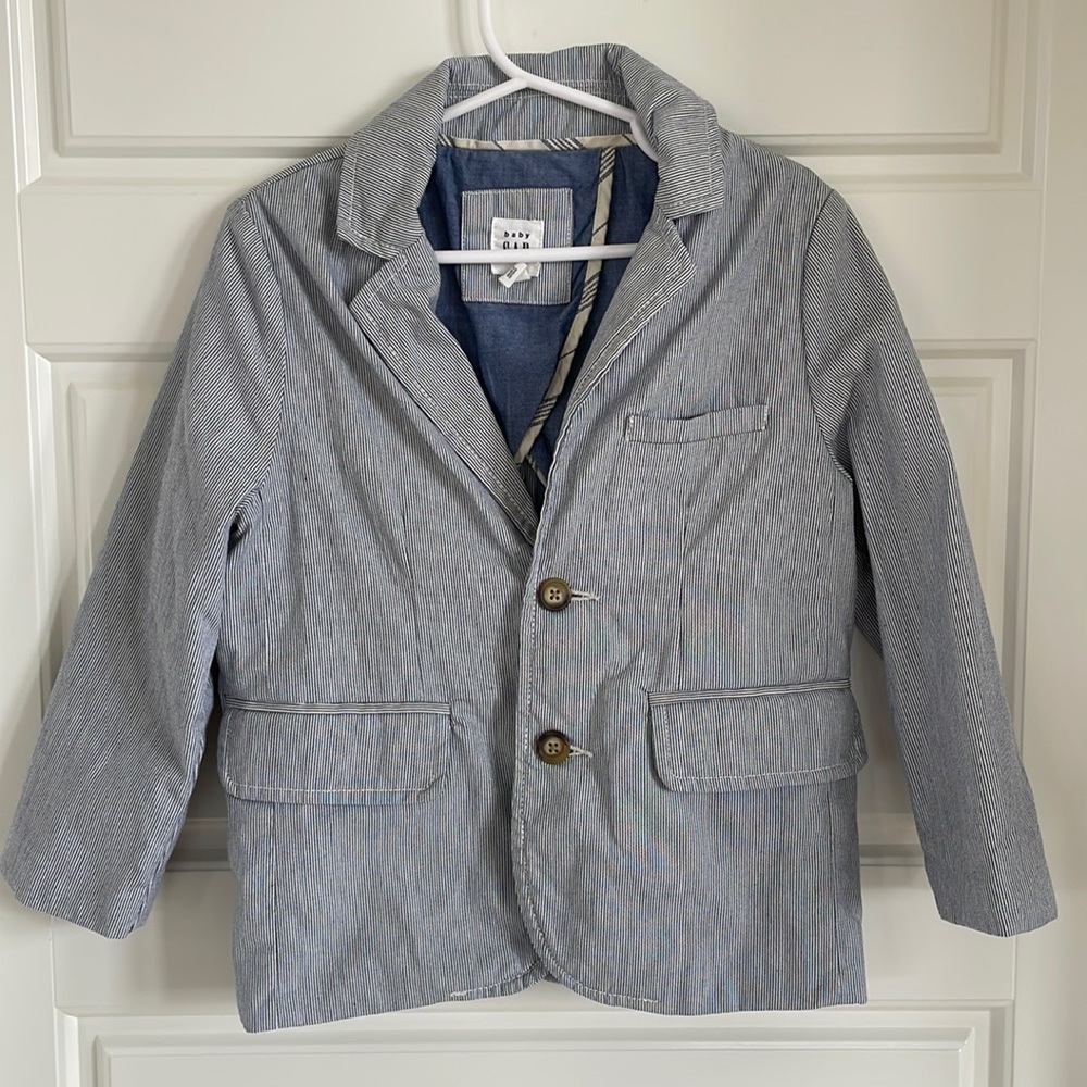 Gap Striped Blazer Suit Jacket Navy Pinstripe EUC 4T